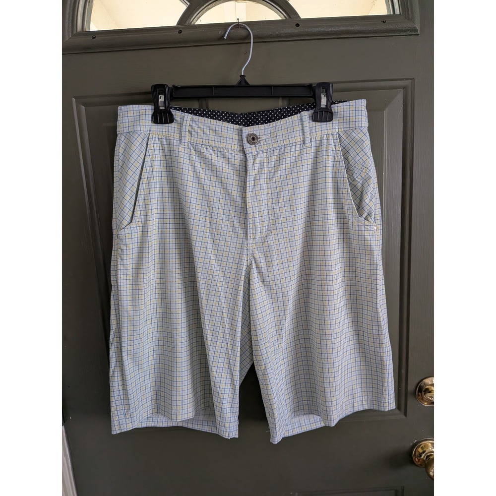 Lululemon Men's Kahuna Shorts Plaid Blue Yellow Checkered Nylon Golf Size‎ 34
